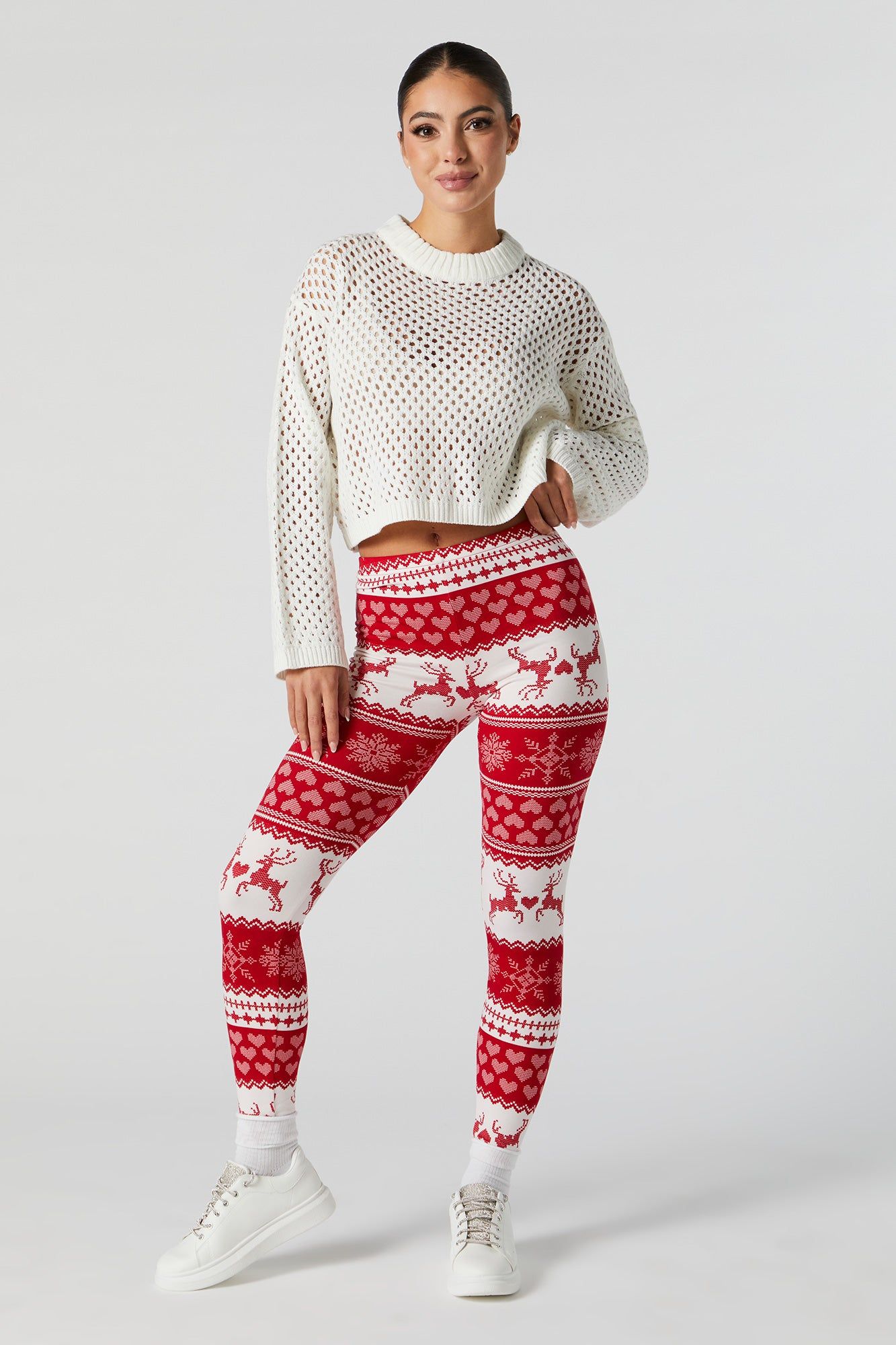Legging de Noël en molleton avec motif jacquard à imprimé Reindeer Love sold by Urban Planet