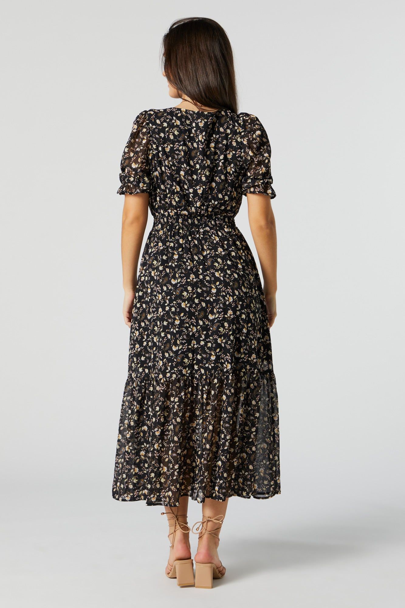 Floral Chiffon V-Neck Buttoned Midi Dress sold by Urban Planet product image thumbnail 2