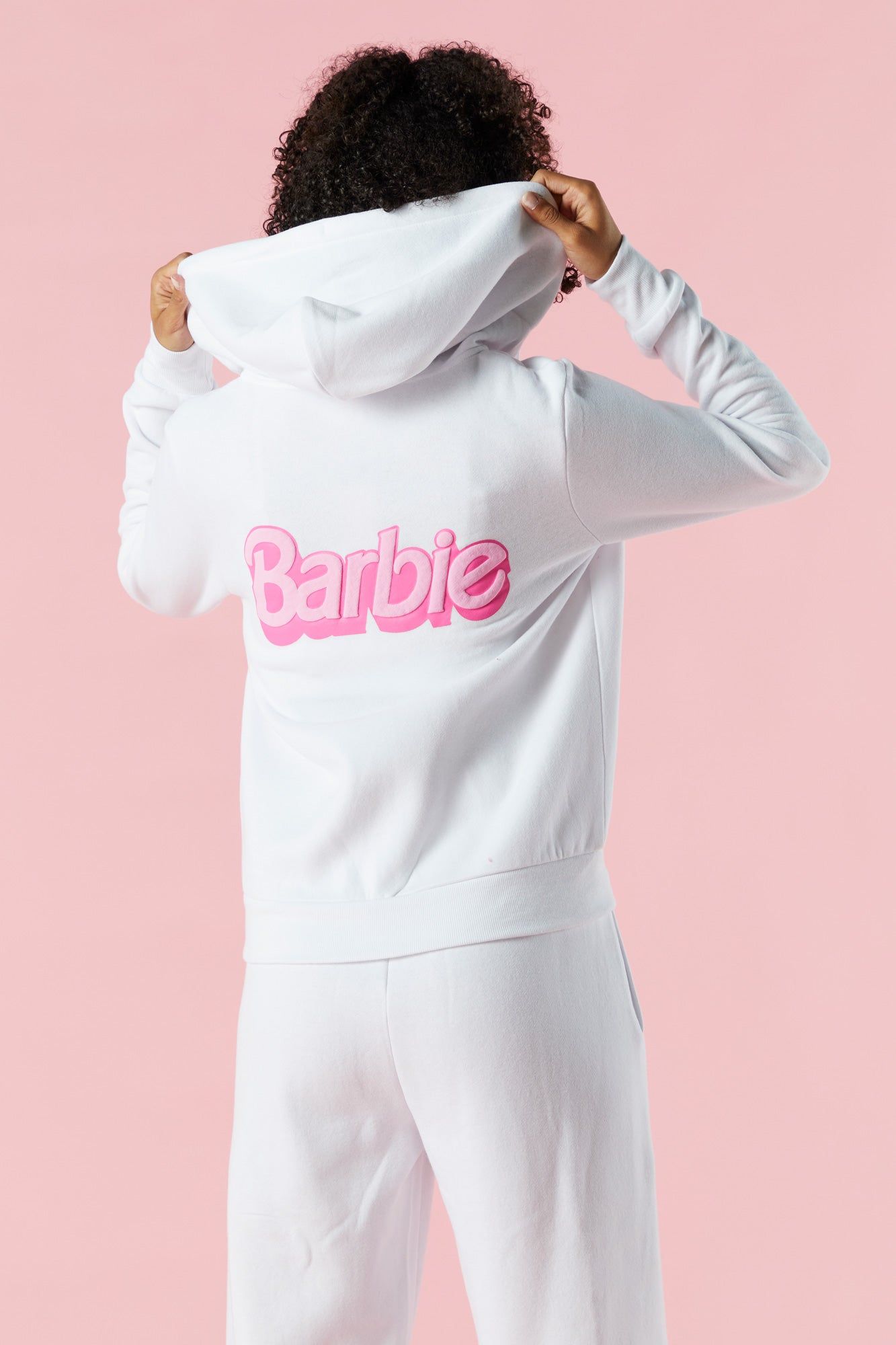 Barbie™ White Fleece Zip-Up Hoodie sold by Urban Planet product image thumbnail 2