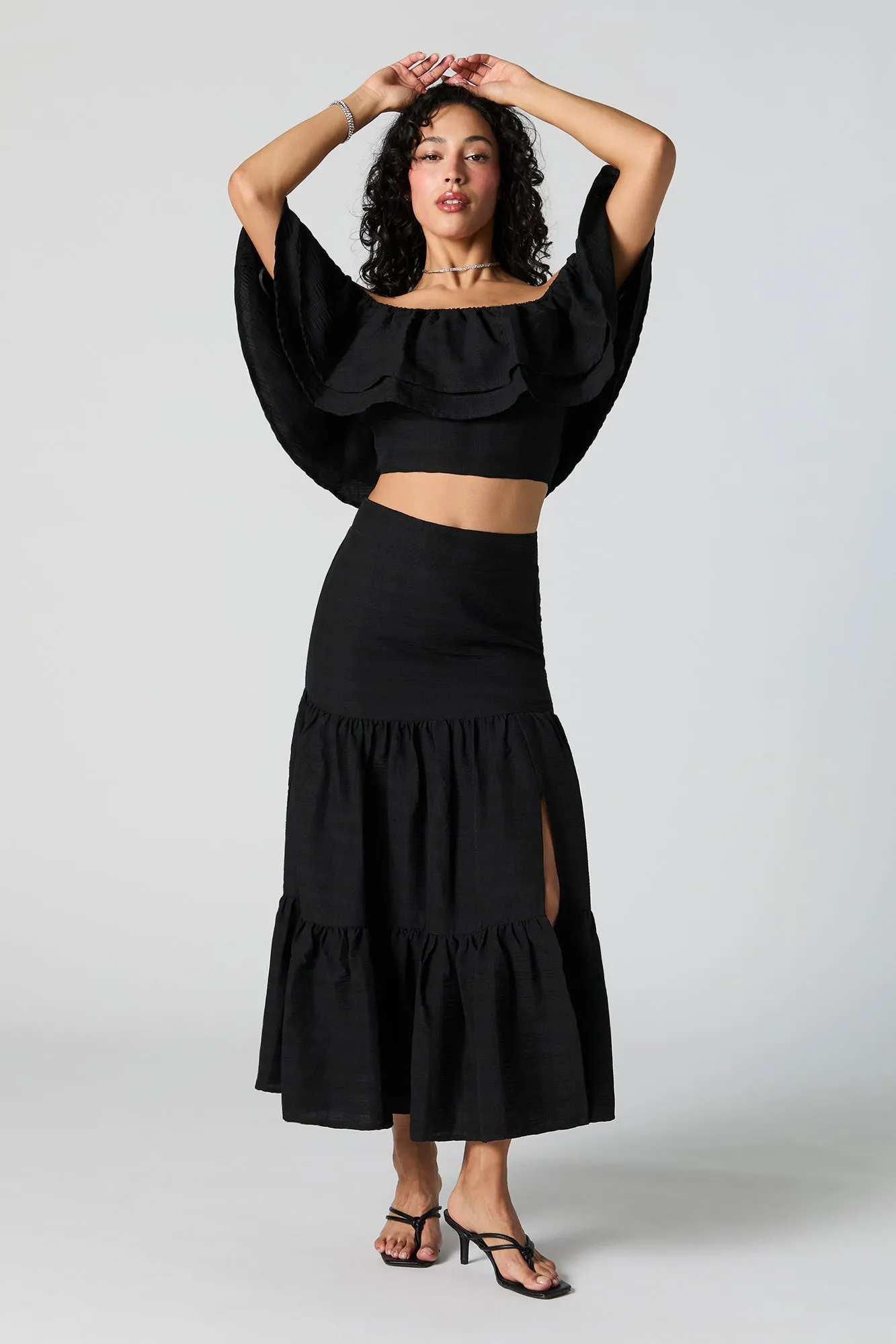 Jupe midi volantée avec fente sold by Urban Planet product image thumbnail 4