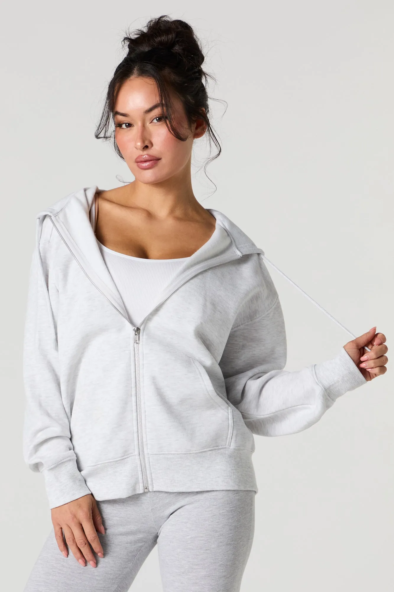 Oversized Fleece Zip-Up Hoodie sold by Urban Planet product image thumbnail 4