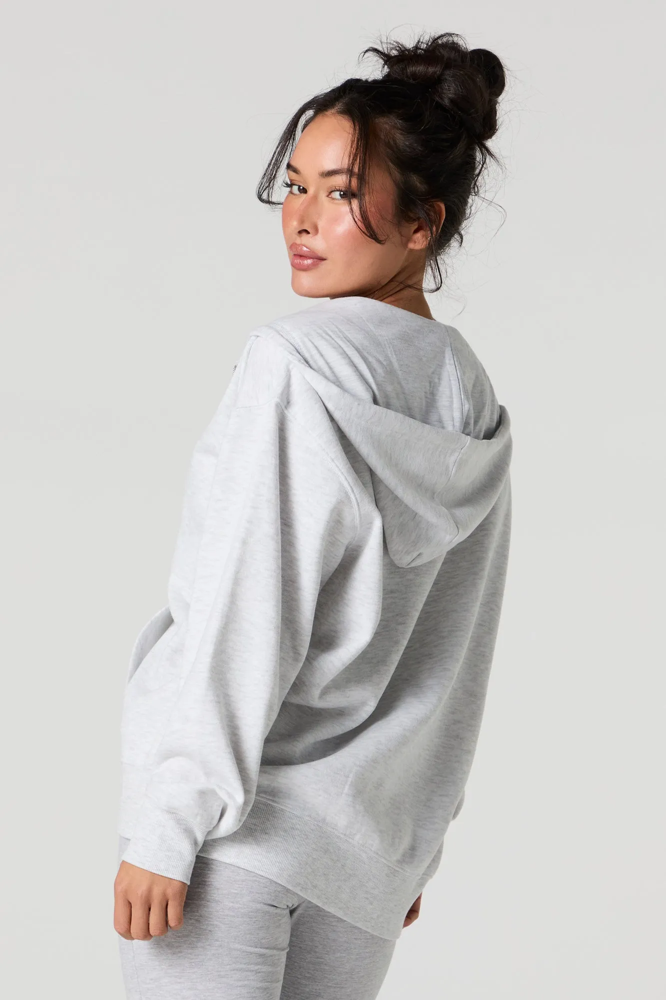 Oversized Fleece Zip-Up Hoodie sold by Urban Planet product image thumbnail 5