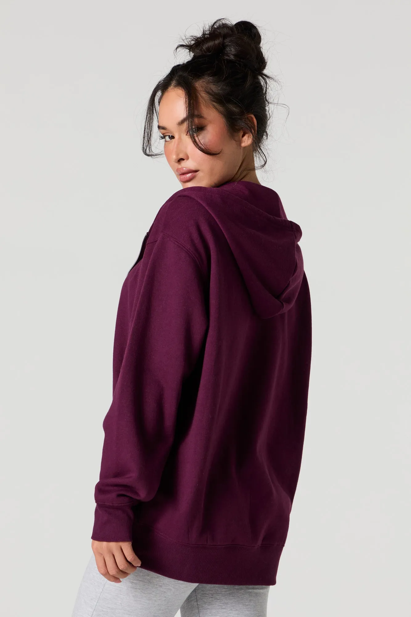 Oversized Fleece Zip-Up Hoodie sold by Urban Planet product image thumbnail 2
