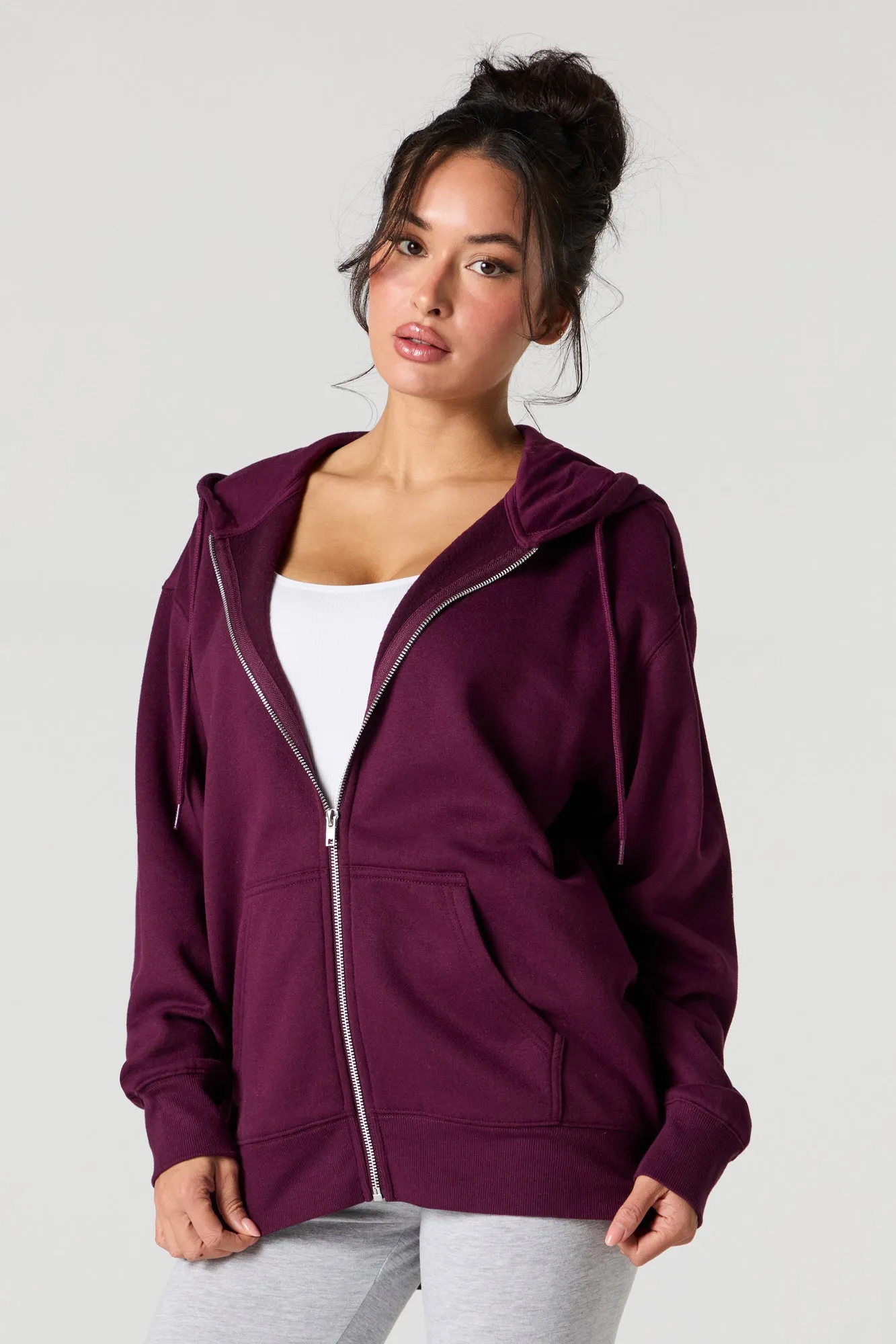 Oversized Fleece Zip-Up Hoodie sold by Urban Planet