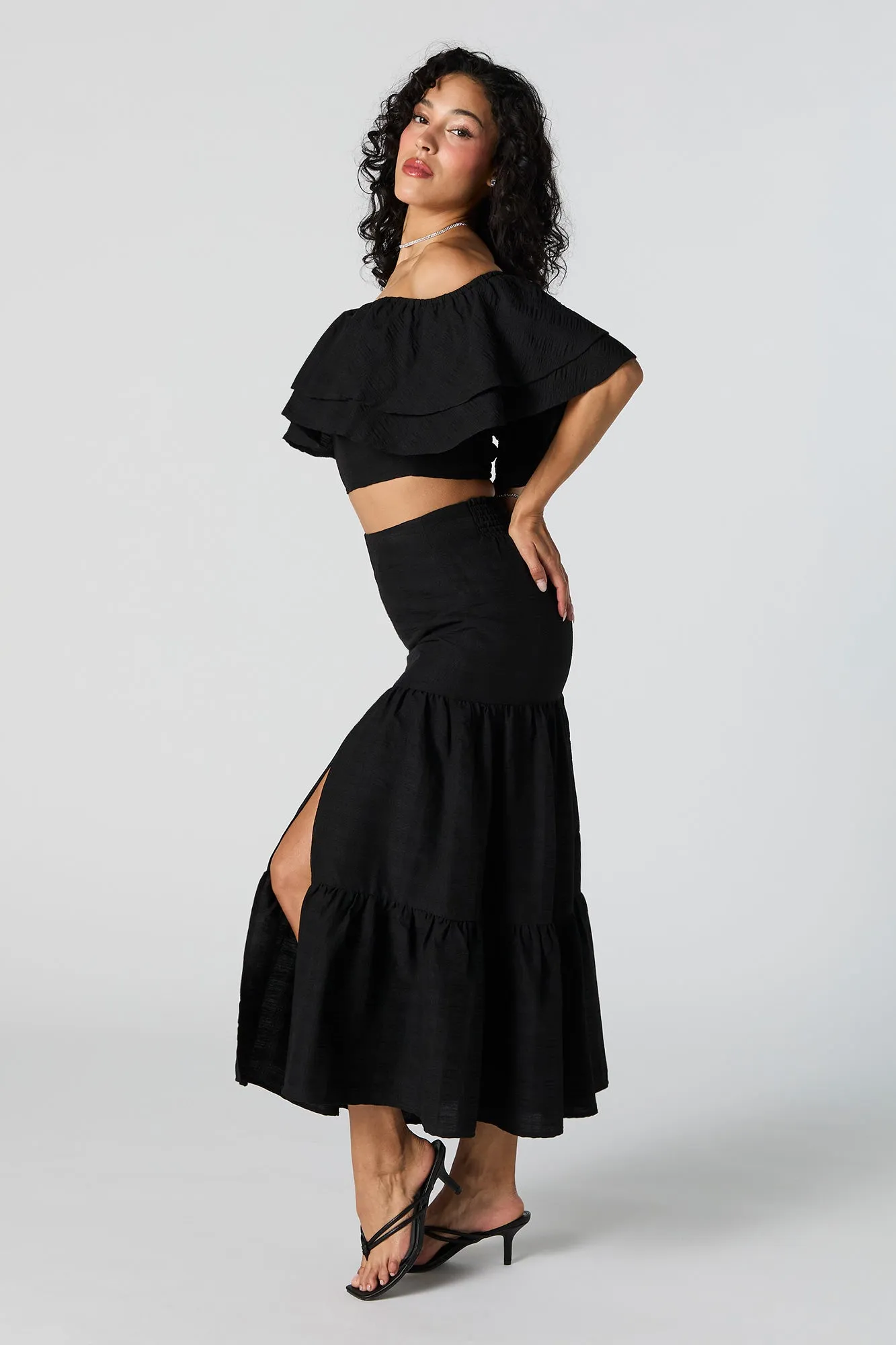 Jupe midi volantée avec fente sold by Urban Planet product image thumbnail 5