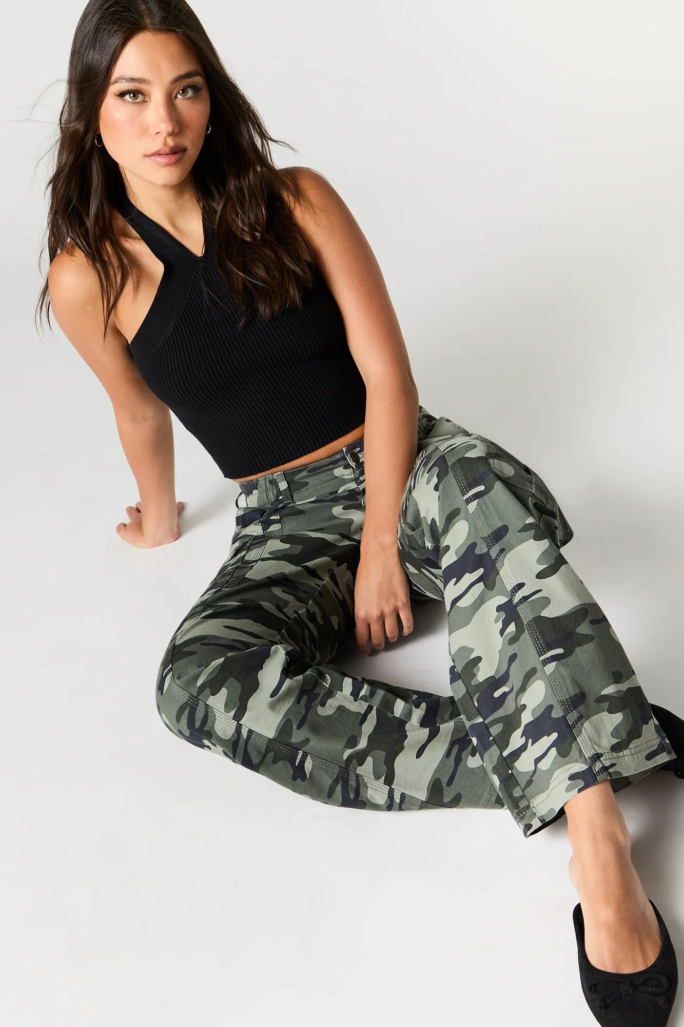 Camo Straight Leg Cargo Pant sold by Urban Planet
