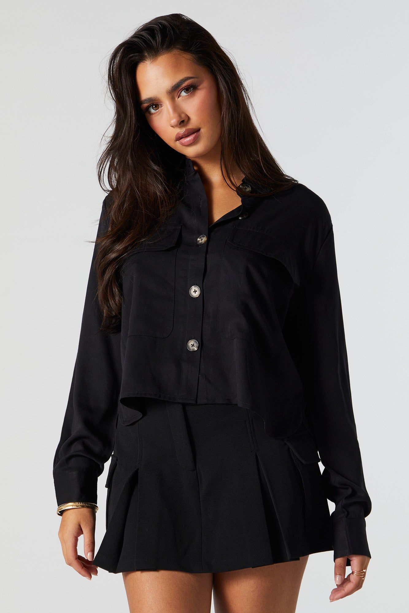 Cropped Button-Up Top sold by Urban Planet product image thumbnail 4