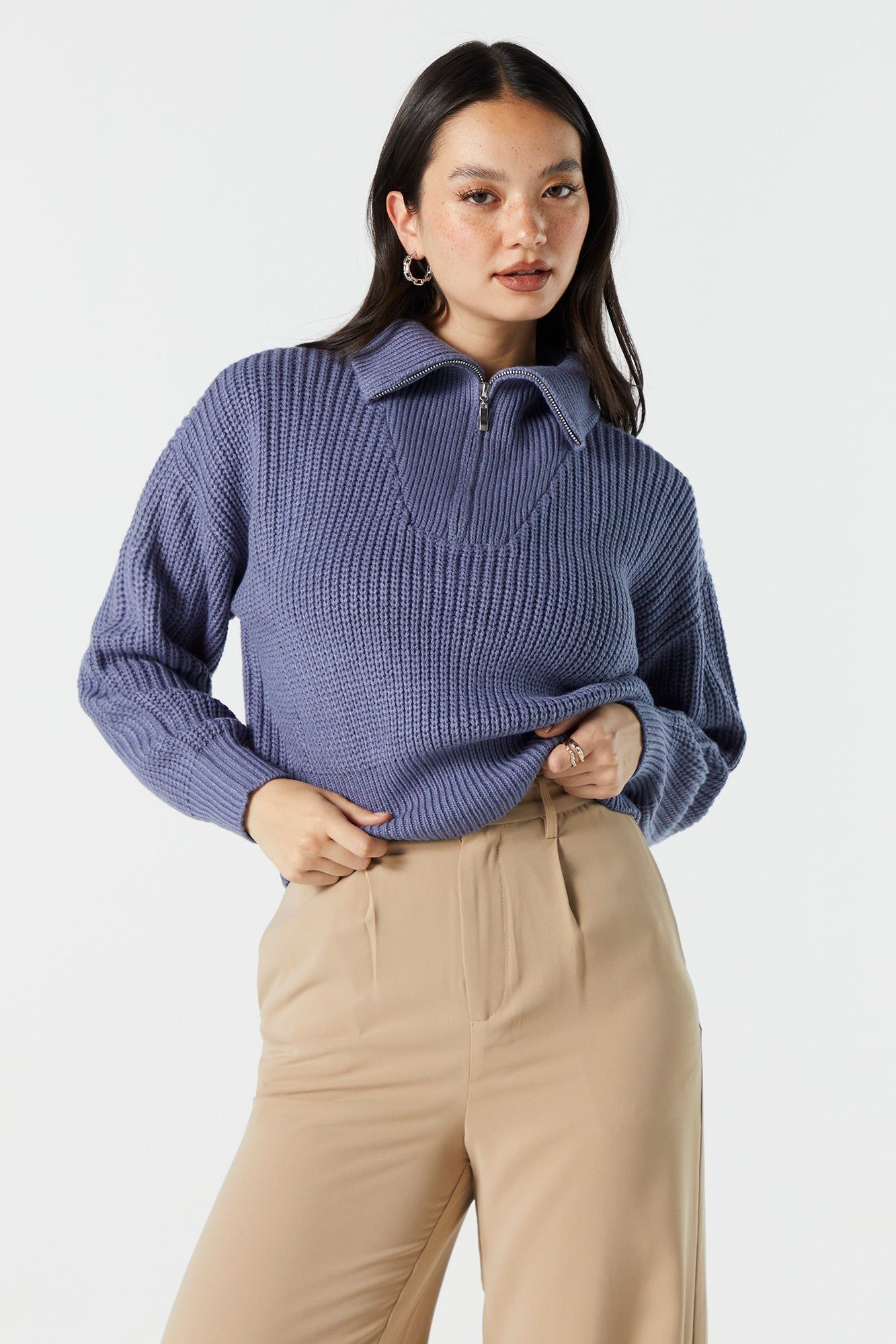 Knit Zip Quarter Zip Sweater sold by Urban Planet