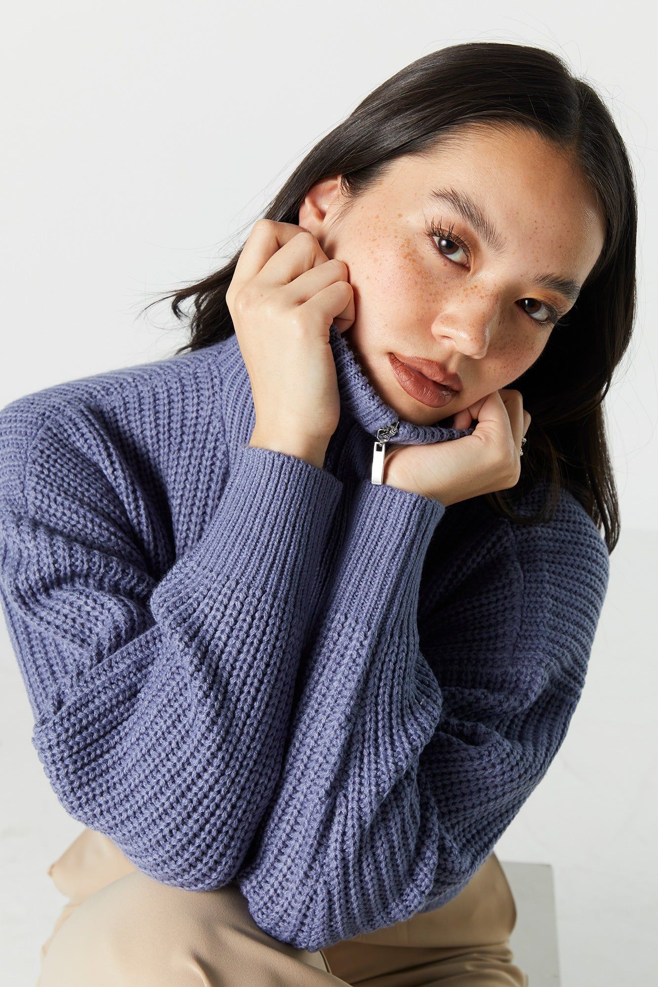 Knit Zip Quarter Zip Sweater sold by Urban Planet product image thumbnail 4