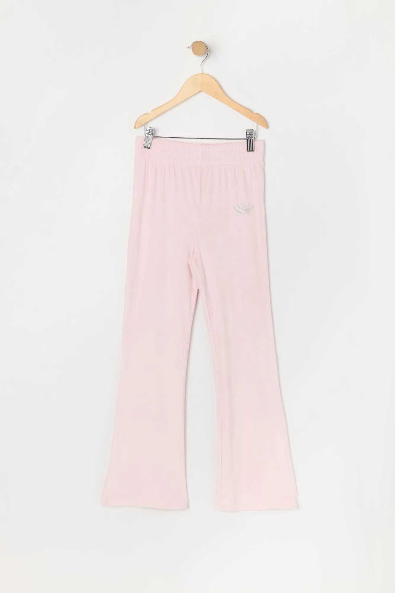 Pantalon à jambe évasée en velours à imprimé Princesse avec pierres du Rhin pour fille sold by Urban Planet