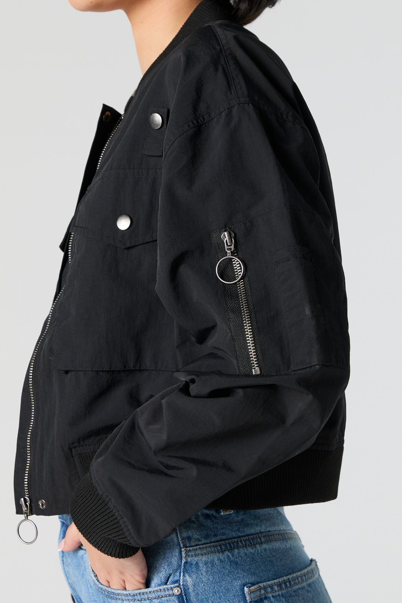 Nylon Cropped Bomber Jacket sold by Urban Planet product image thumbnail 5