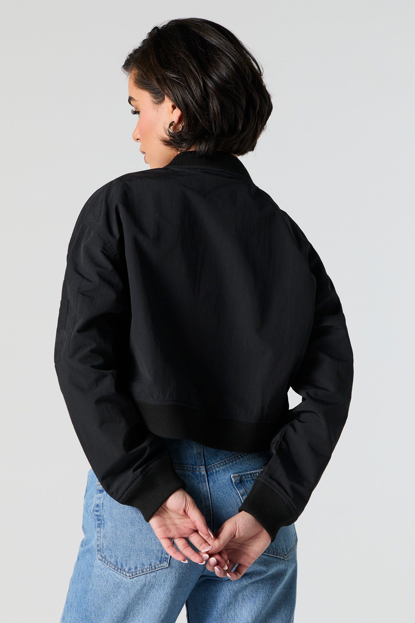 Nylon Cropped Bomber Jacket sold by Urban Planet product image thumbnail 3