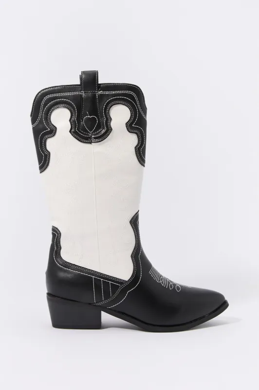 Black and White Cowboy Boot sold by Urban Planet