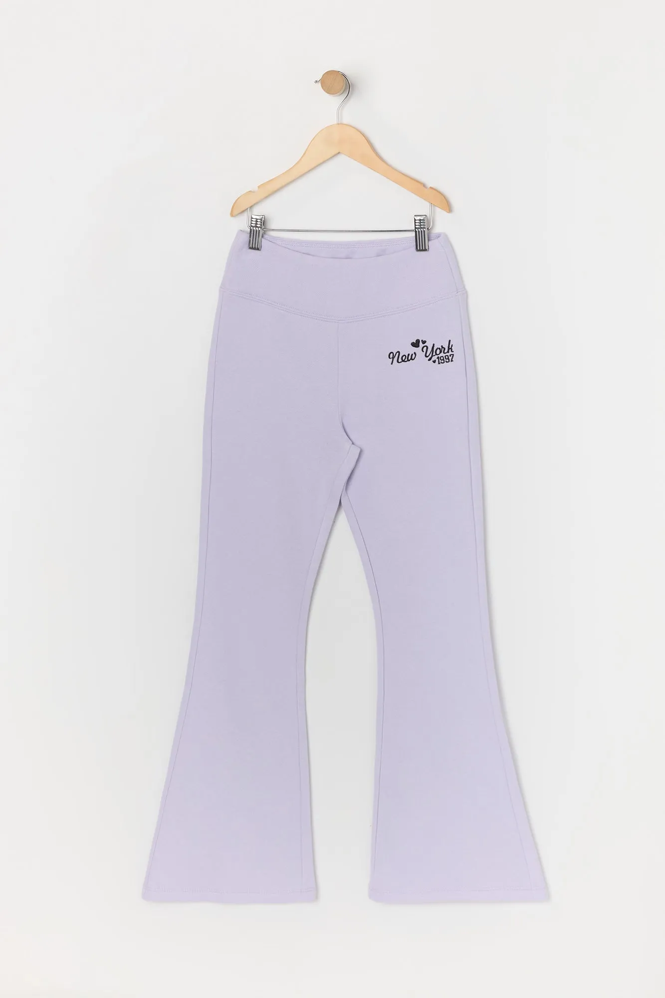 Girls New York Embroidered Fleece Flare Pant sold by Urban Planet