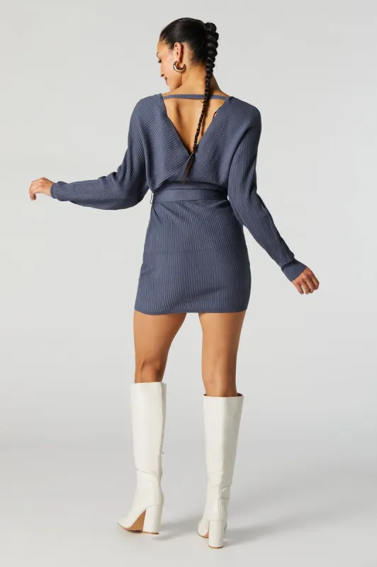 Robe-chandail en tricot côtelé avec ceinture sold by Urban Planet