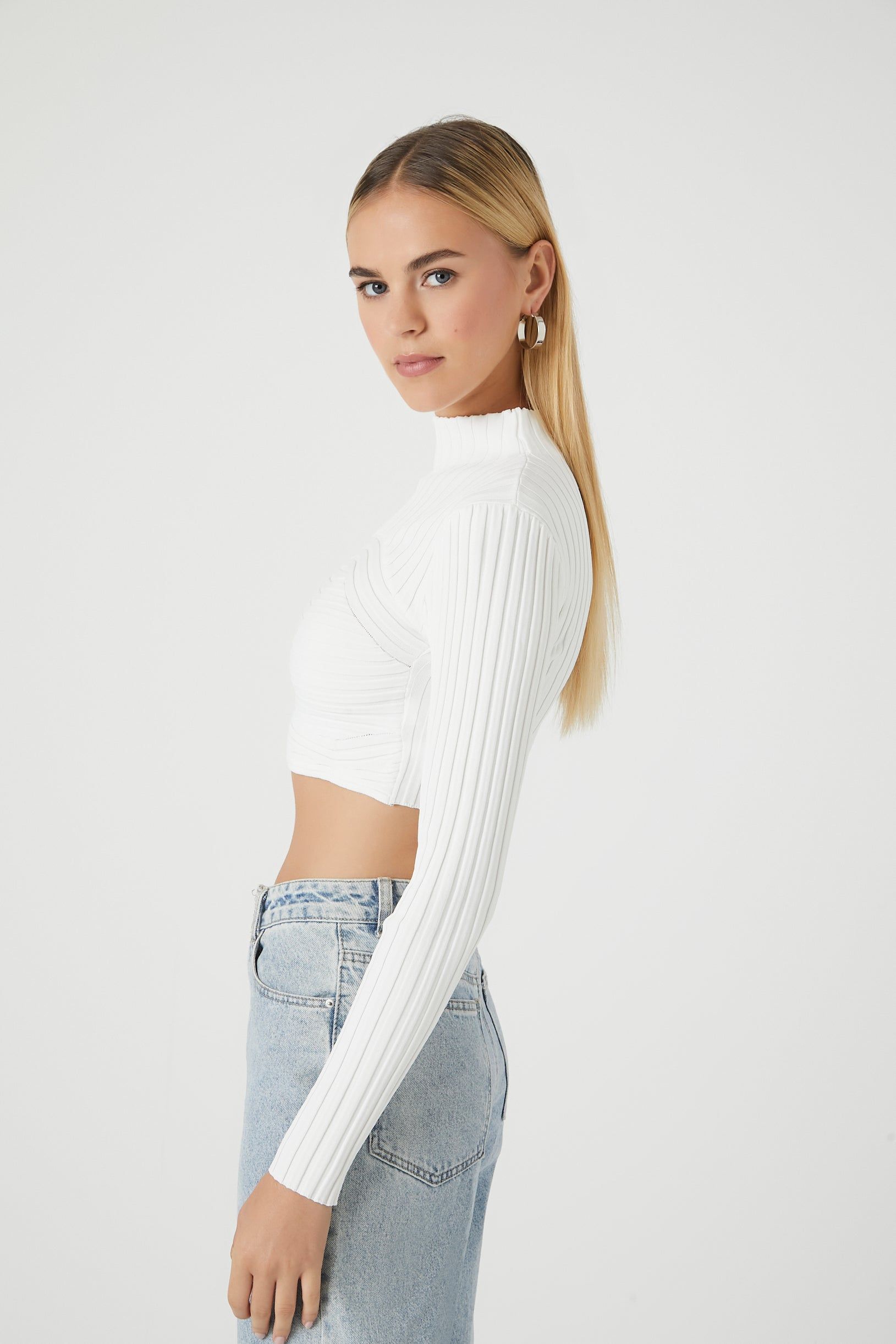 Ribbed Knit Mock Neck Crop Top sold by Urban Planet product image thumbnail 2