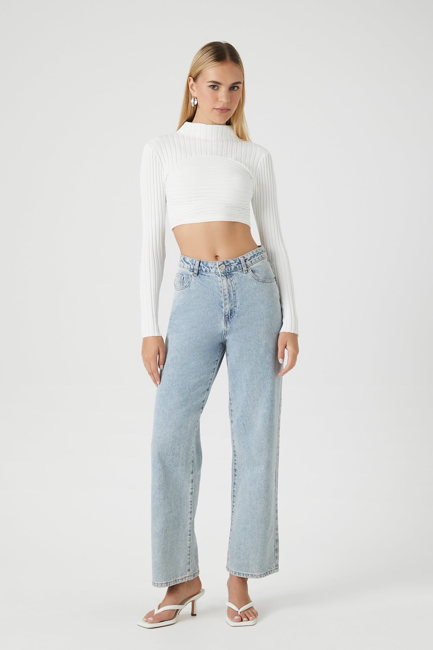 Ribbed Knit Mock Neck Crop Top sold by Urban Planet product image thumbnail 4