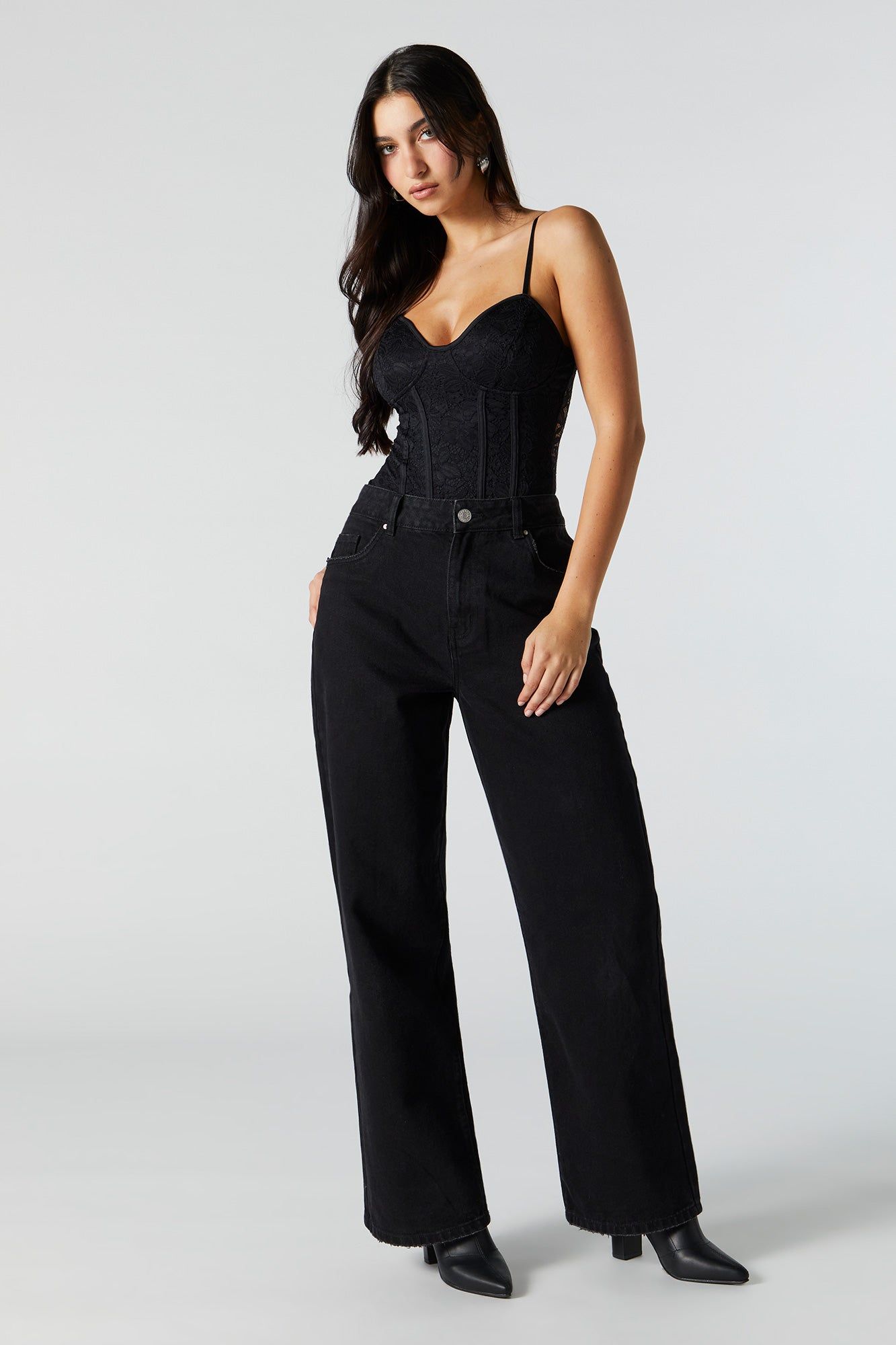 Black Lace Corset Bodysuit sold by Urban Planet product image thumbnail 3