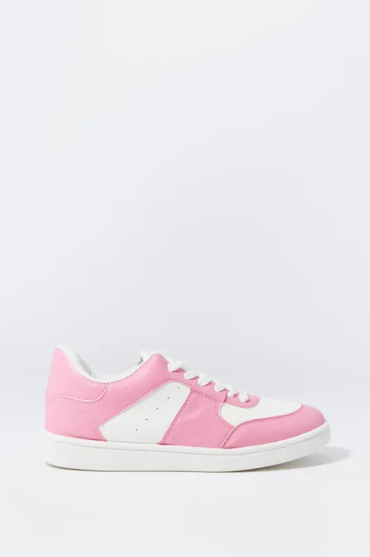 Girls Pink and White Original Lace-Up Sneaker sold by Urban Planet
