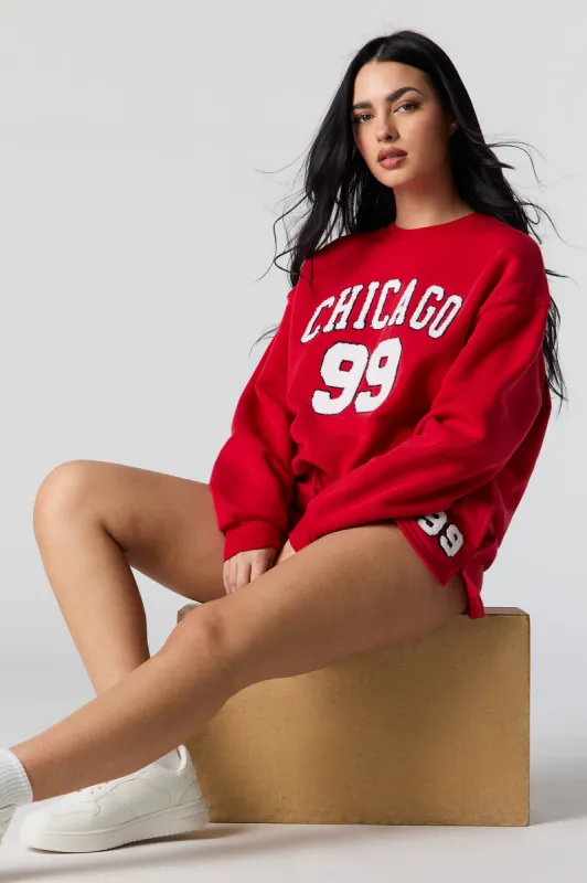 Chicago Chenille Embroidered Fleece Sweatshirt sold by Urban Planet