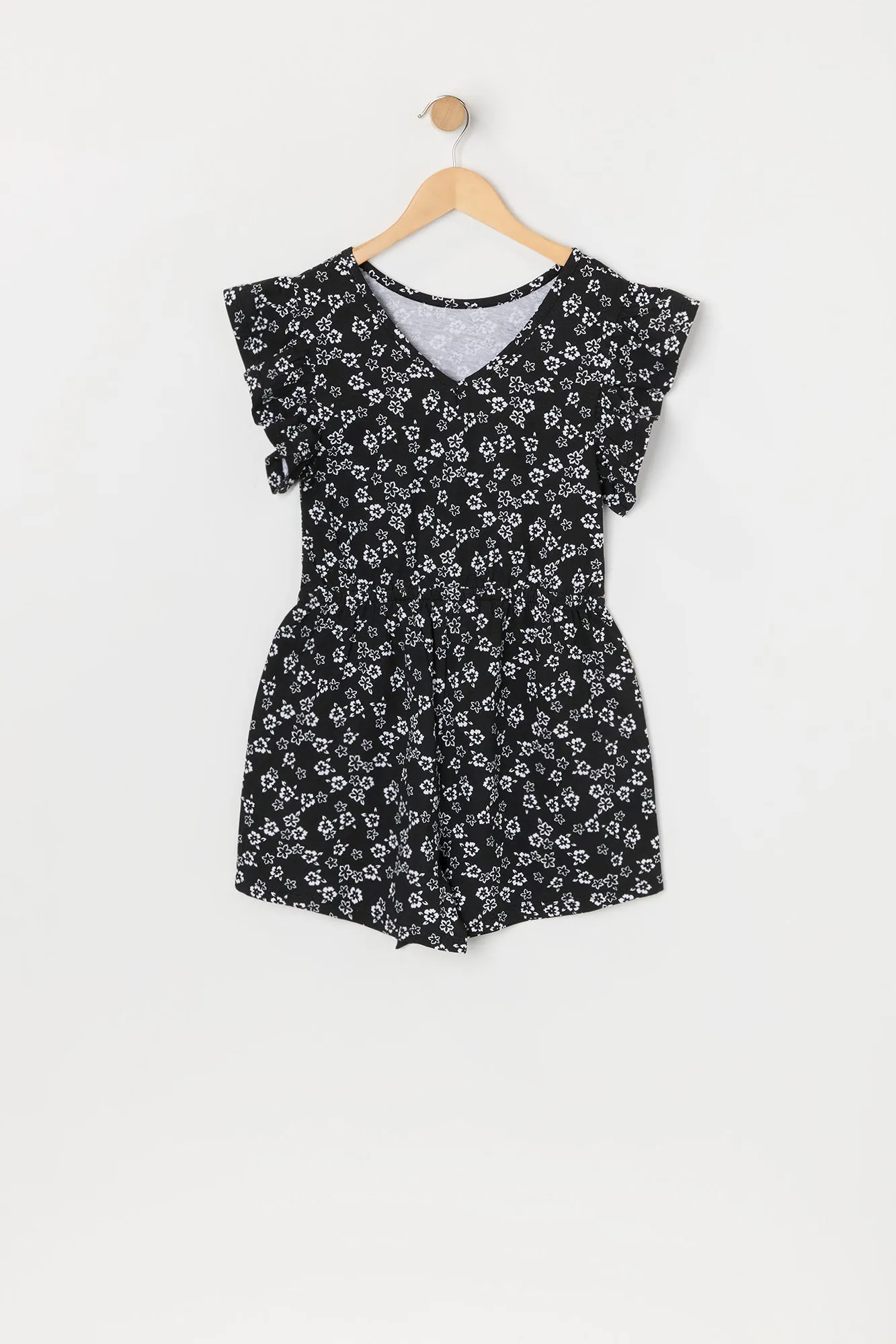 Girls Floral Print Flutter Sleeve Romper sold by Urban Planet product image thumbnail 4