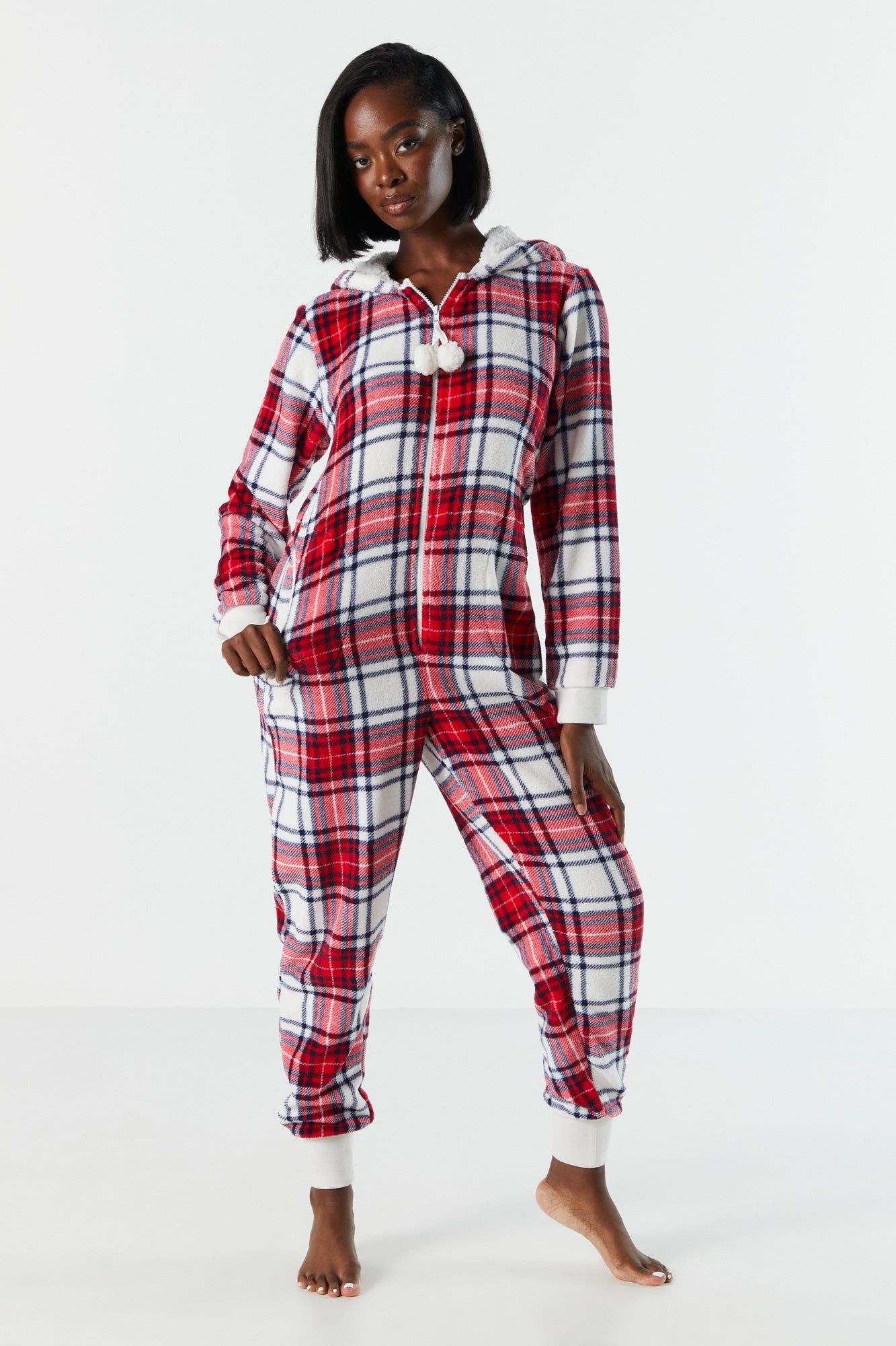 Plush Plaid Print Onesie sold by Urban Planet