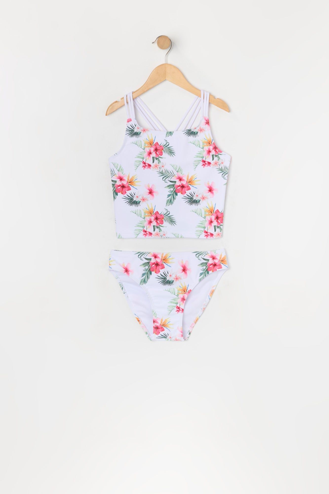 Girls Flowers Print Tankini 2 Piece Swimsuit with Built-In Cups sold by Urban Planet