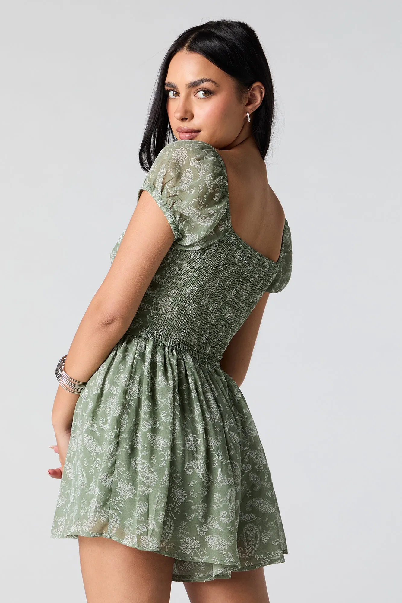 Paisley Print Chiffon Milkmaid Romper sold by Urban Planet product image thumbnail 2