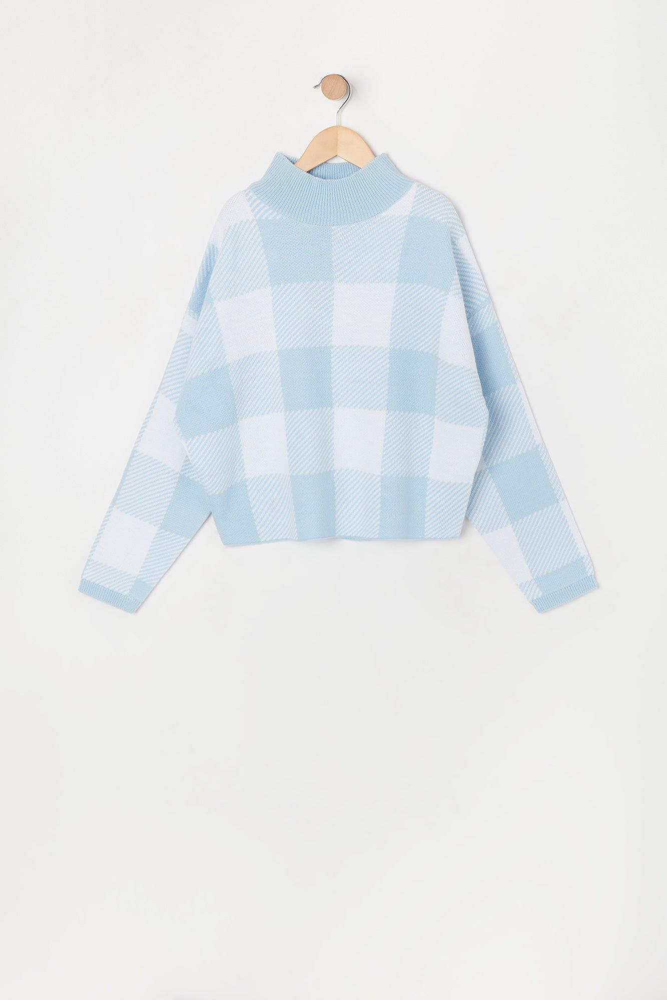 Chandail en tricot à carreaux avec col cheminée pour fille sold by Urban Planet