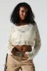 Crochet Cropped Long Sleeve Top sold by Urban Planet