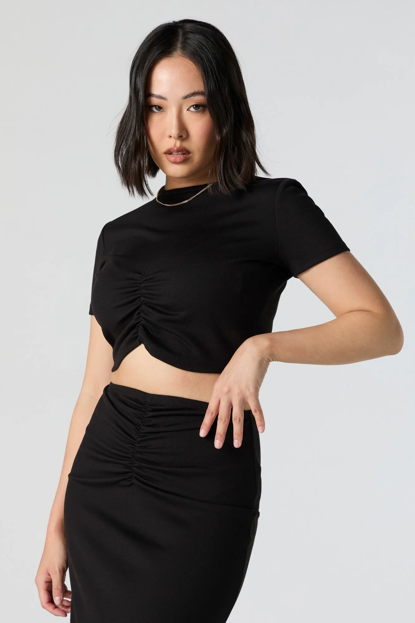 Cinched Short Sleeve Crop Top sold by Urban Planet product image thumbnail 4