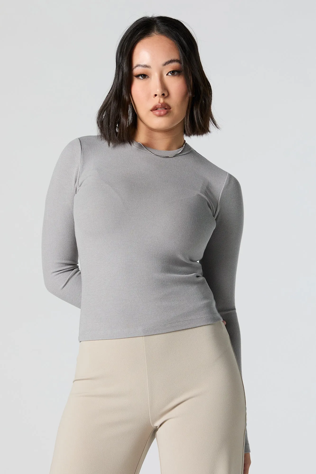 Ribbed Knit Long Sleeve Top sold by Urban Planet
