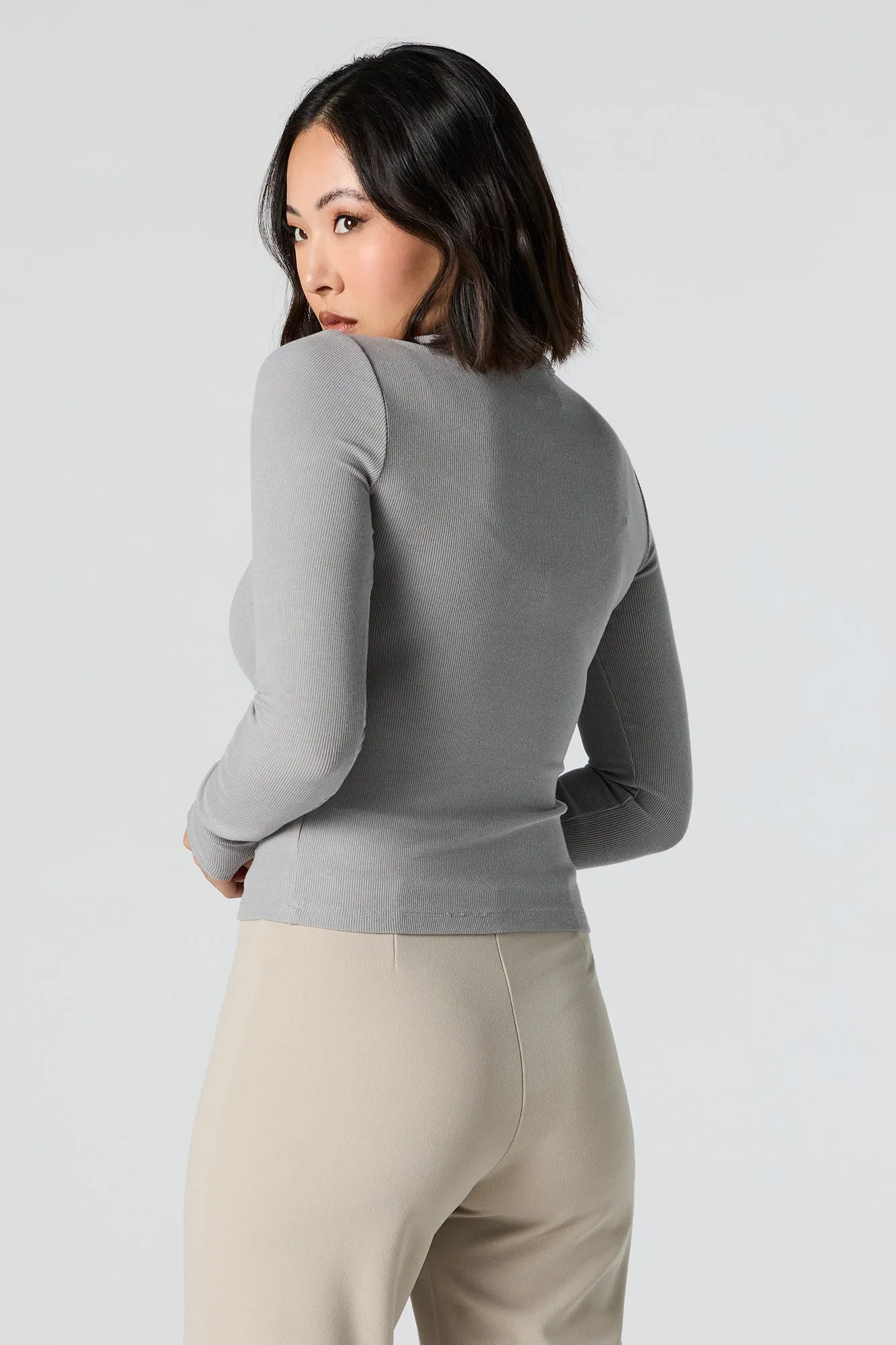 Ribbed Knit Long Sleeve Top sold by Urban Planet product image thumbnail 2
