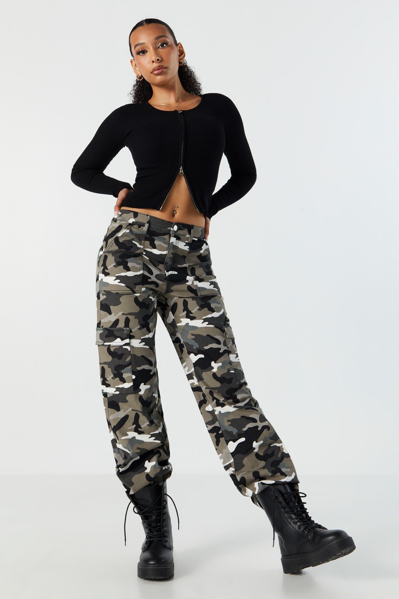 Camo Wide Leg Cargo Pant sold by Urban Planet