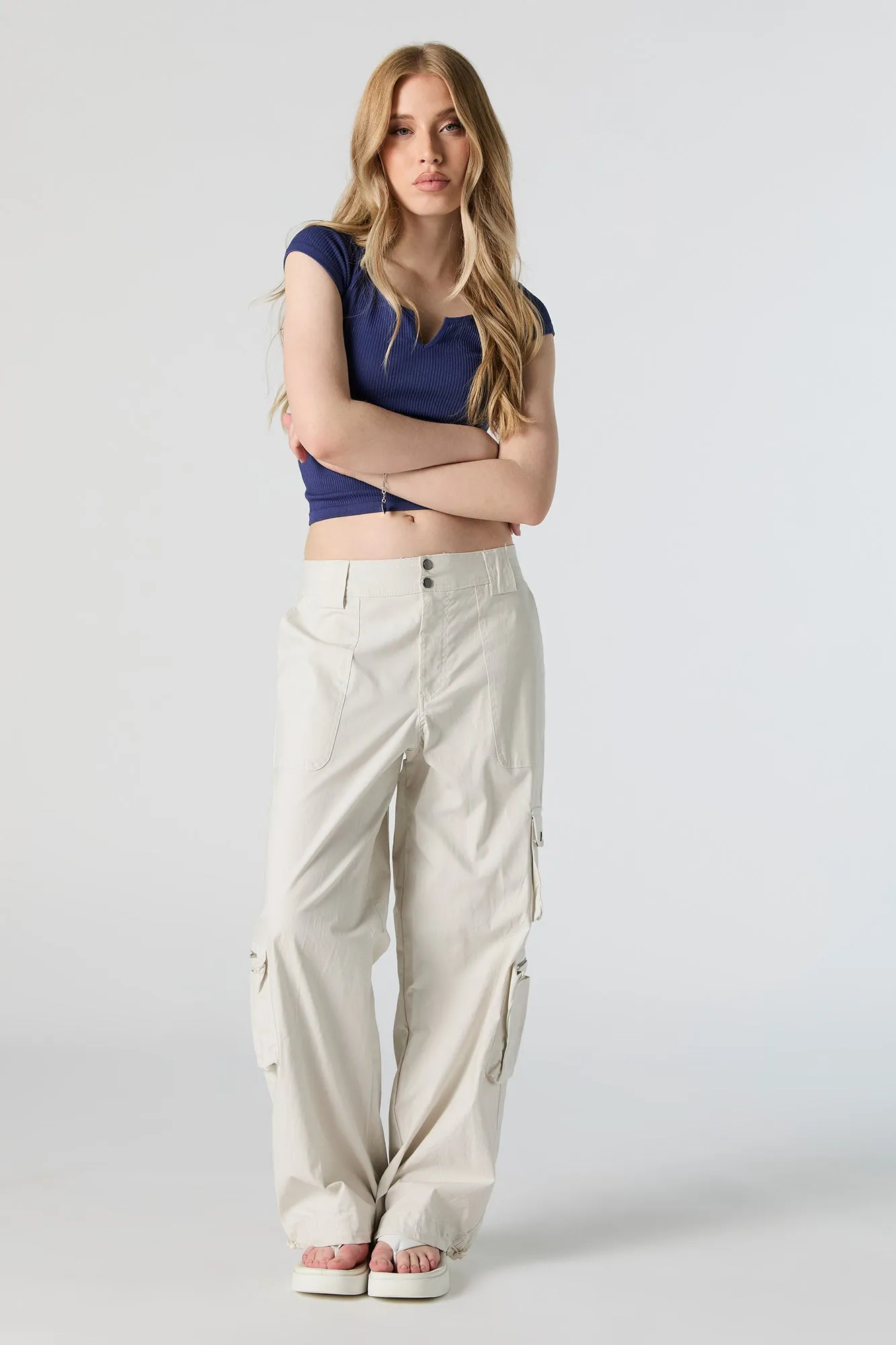 T-shirt côtelé à col cranté sans couture sold by Urban Planet product image thumbnail 3