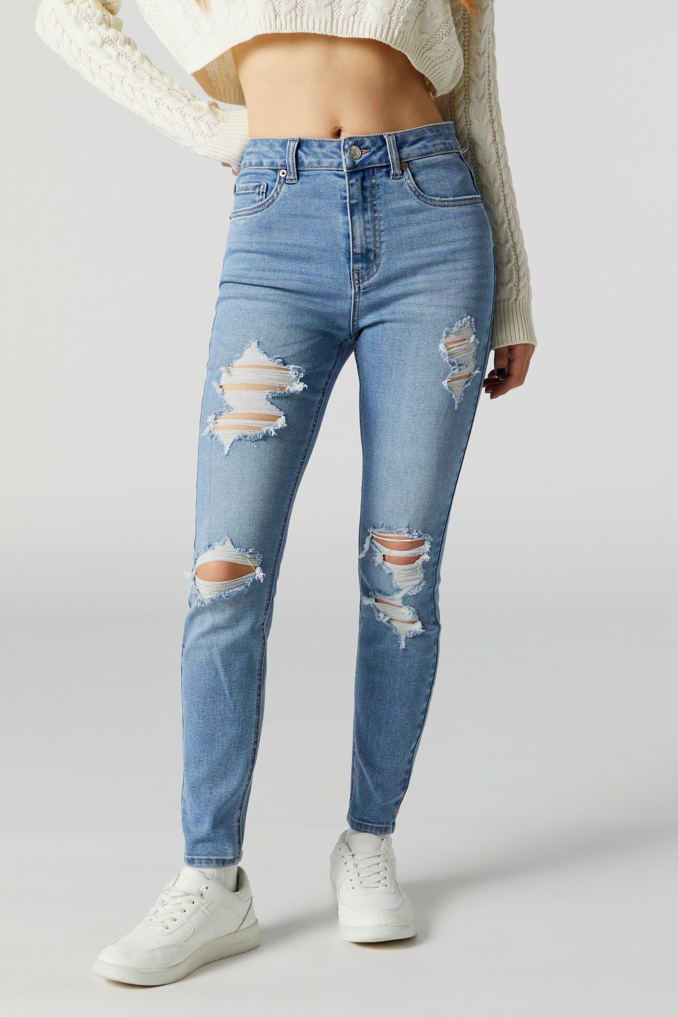 Miami Medium Wash Distressed High Rise Jean sold by Urban Planet product image thumbnail 2