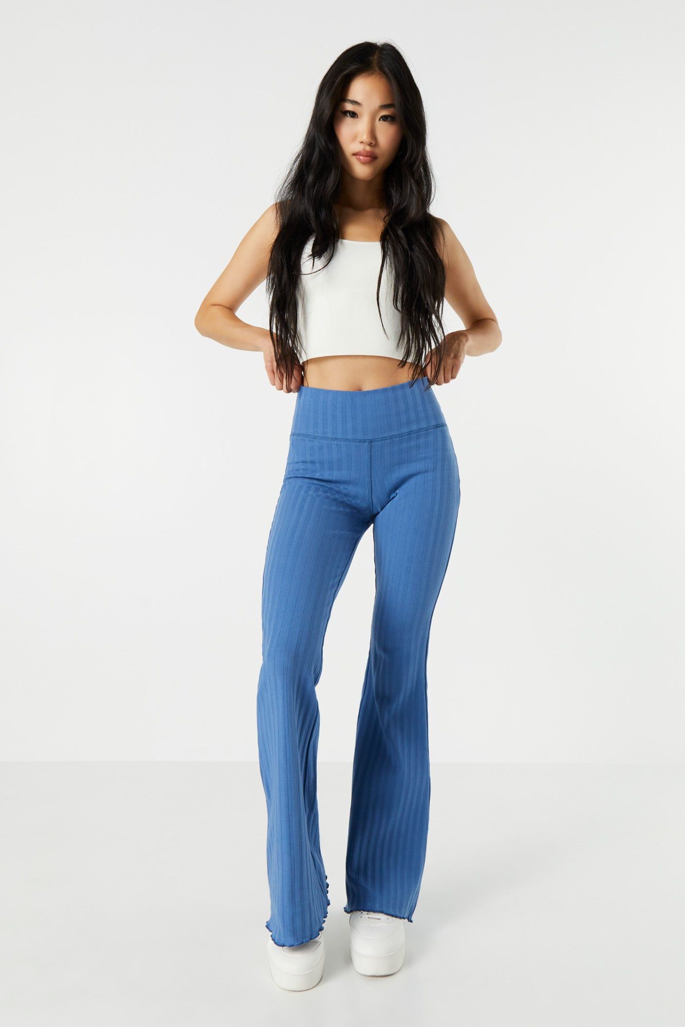 Ribbed High Rise Pull On Pant sold by Urban Planet