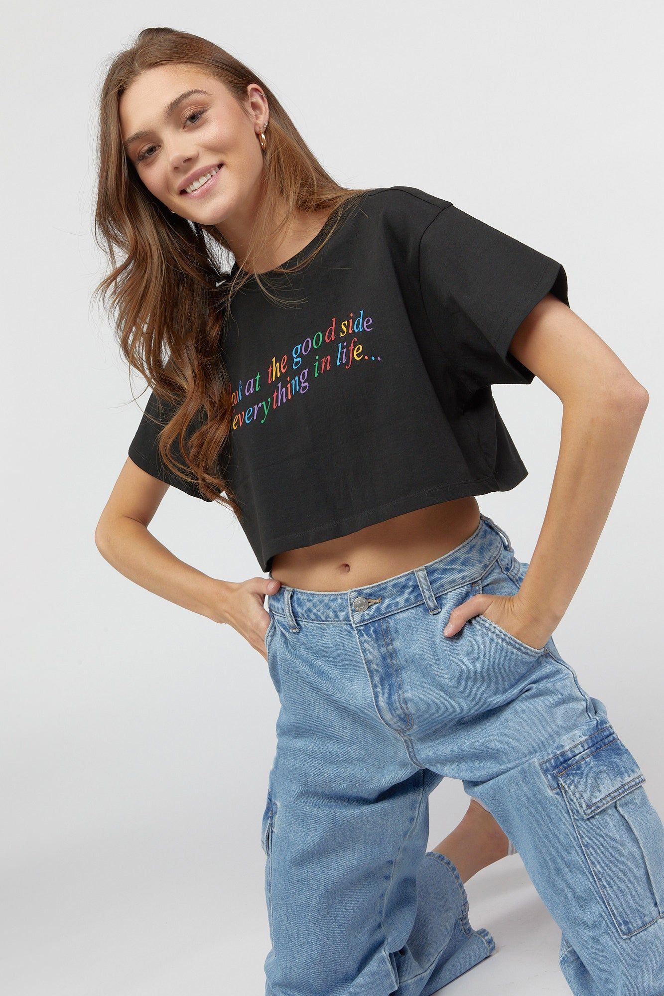The Good Side Graphic Cropped T-Shirt sold by Urban Planet