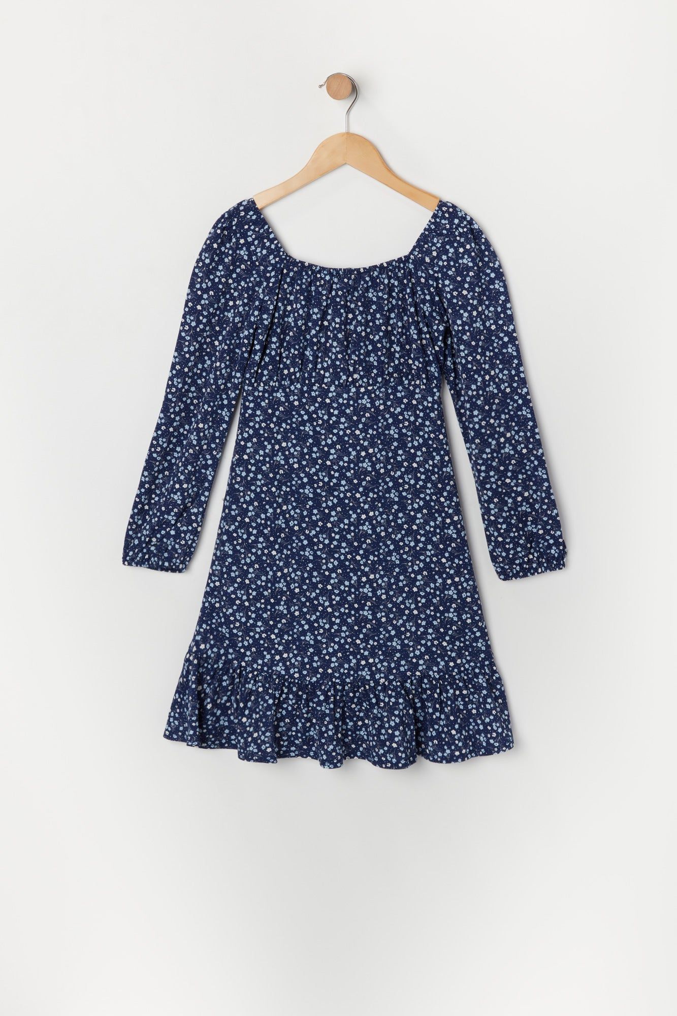 Girls Blue Floral Long Sleeve Milkmaid Dress sold by Urban Planet product image thumbnail 2