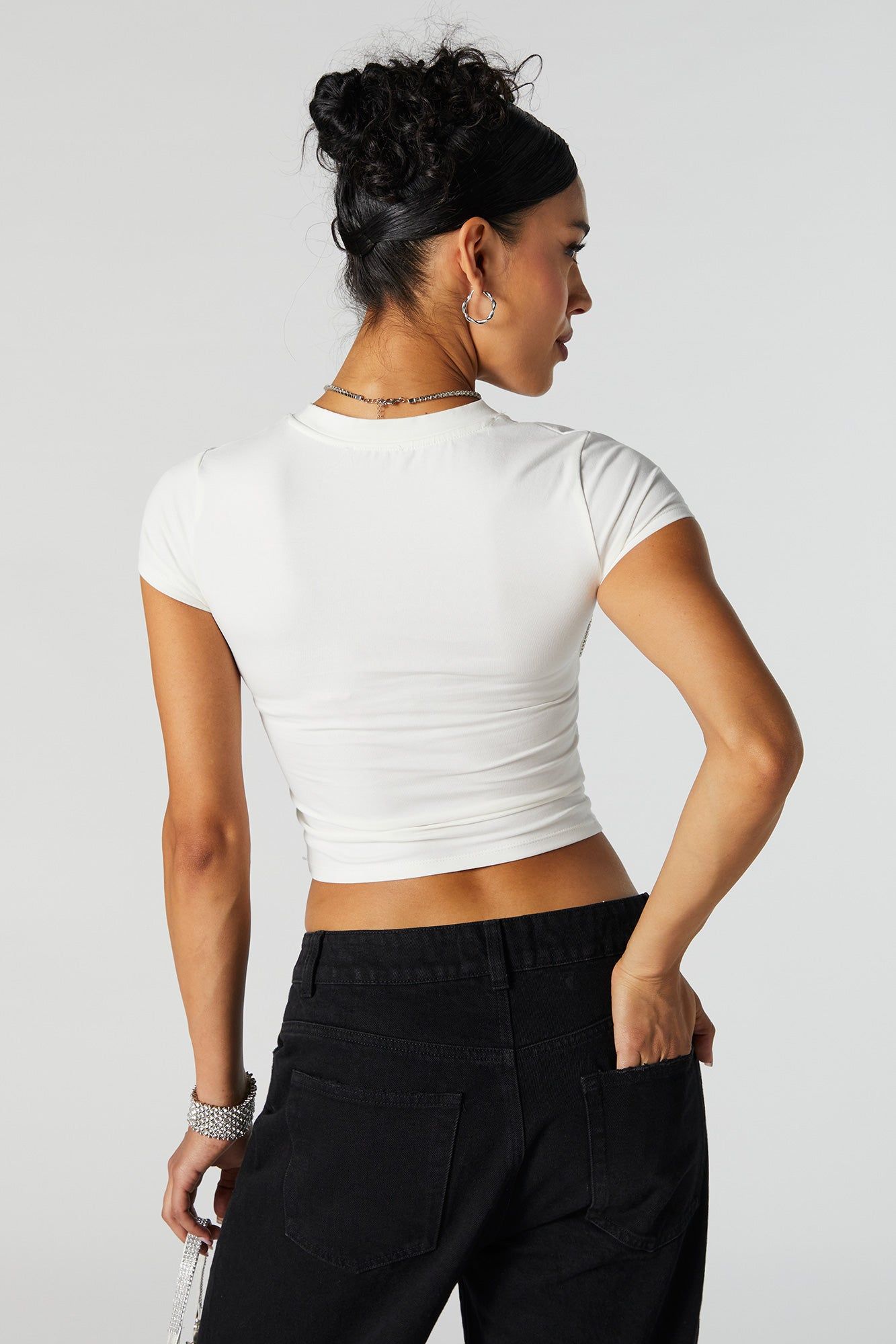 Corset à manches courtes orné de pierres du Rhin sold by Urban Planet product image thumbnail 3