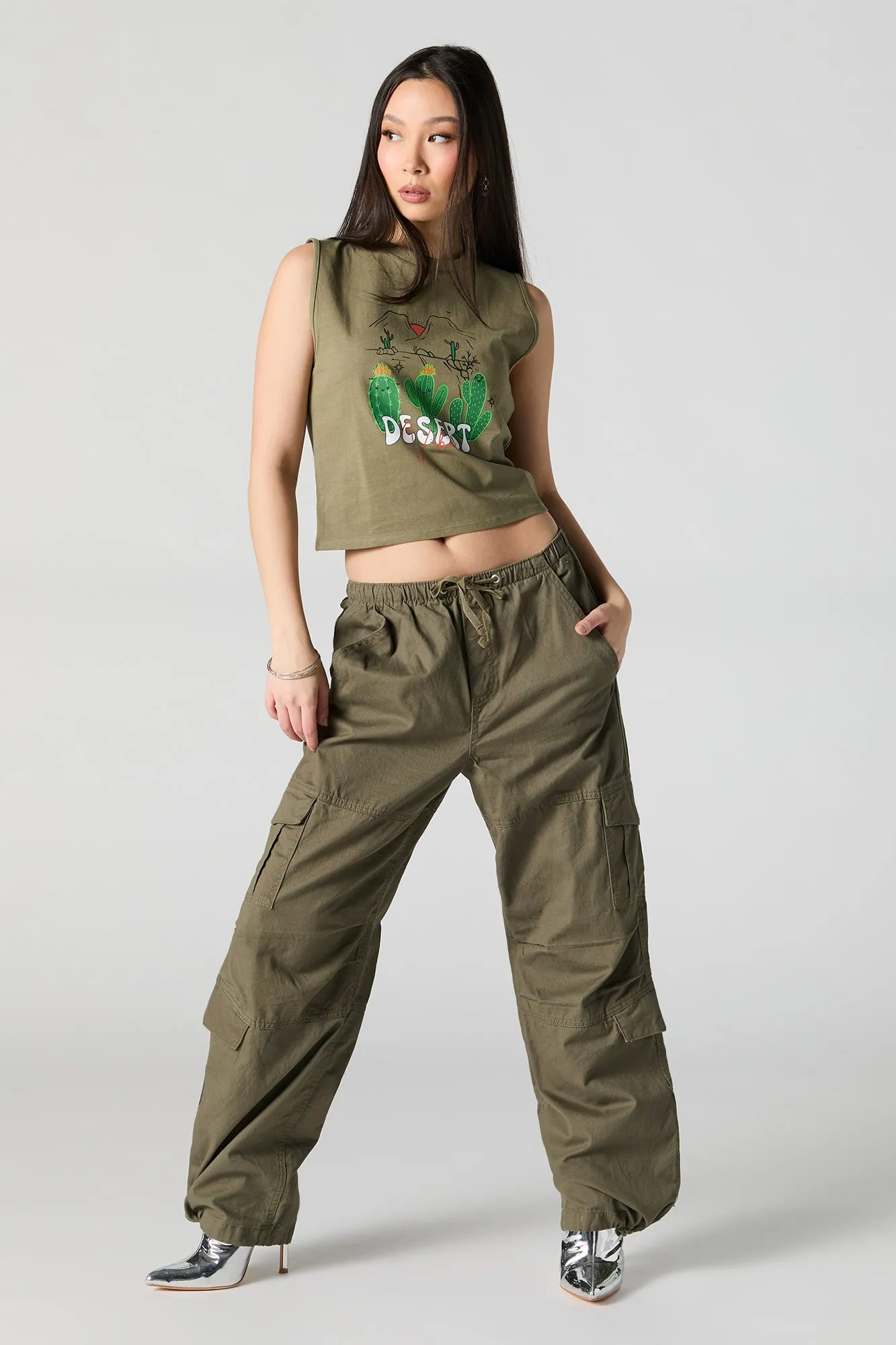 Desert Vibes Graphic Cropped Tank sold by Urban Planet product image thumbnail 3