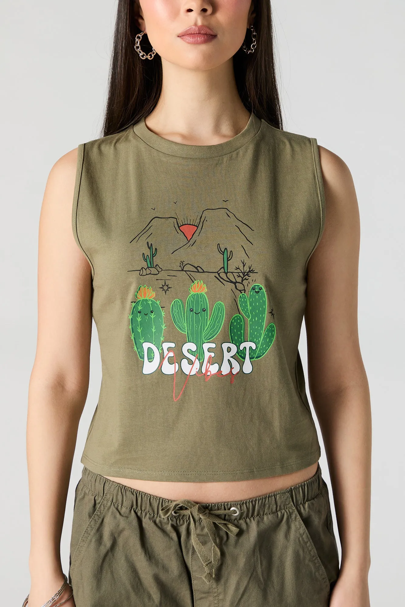 Desert Vibes Graphic Cropped Tank sold by Urban Planet product image thumbnail 2