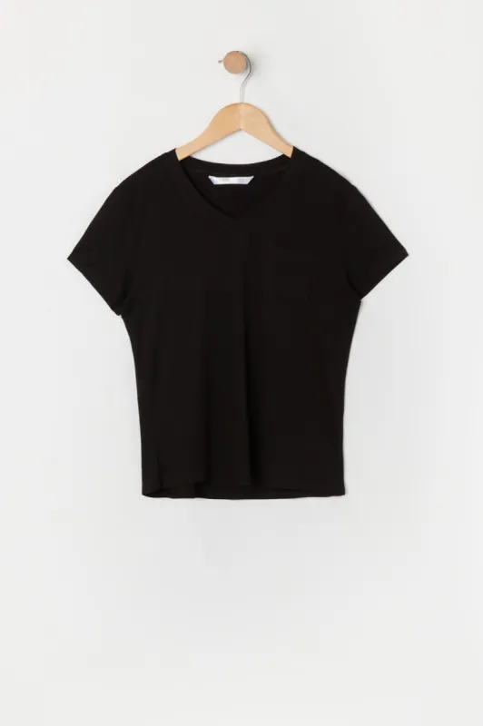 Girls Relaxed V-Neck Pocket T-Shirt sold by Urban Planet