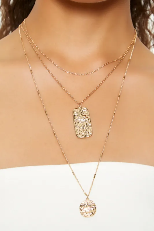 Hammered Pendant Layered Necklace sold by Urban Planet