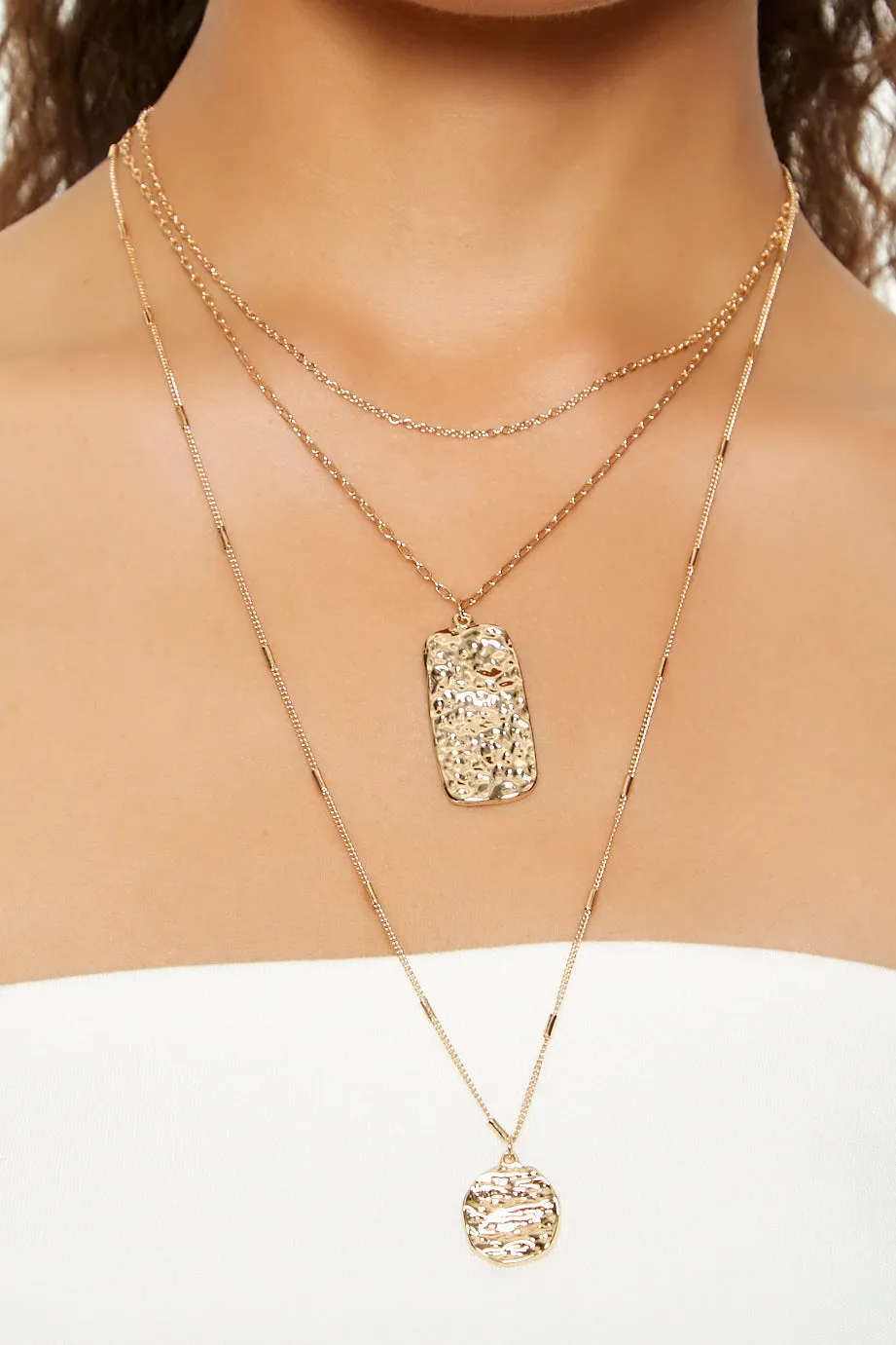 Hammered Pendant Layered Necklace sold by Urban Planet