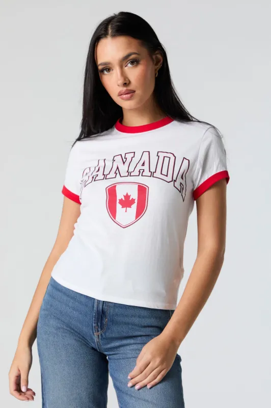 Canada Graphic Canada Day Ringer T-Shirt sold by Urban Planet