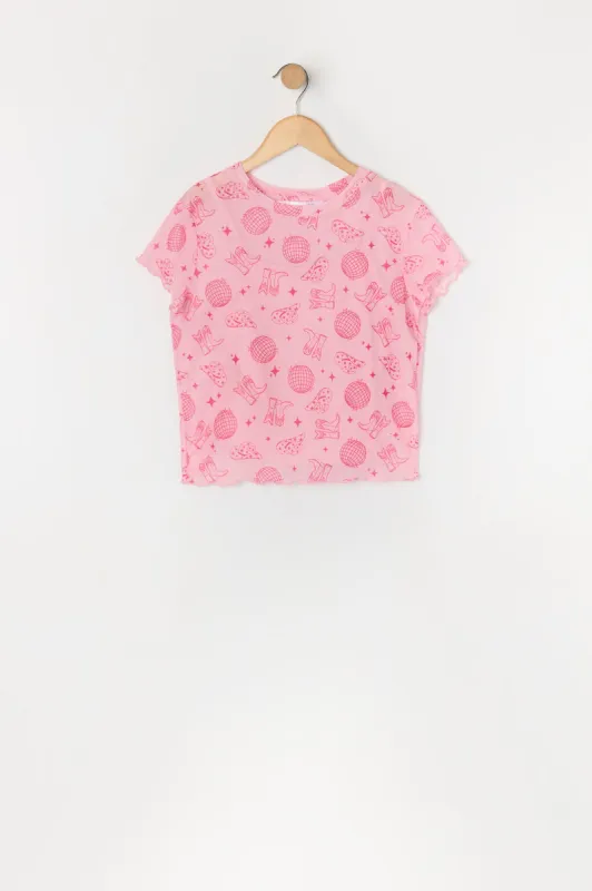 T-shirt en filet à imprimé Cowgirl avec débardeur pour fille sold by Urban Planet