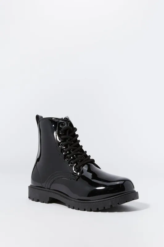 Bottes de combat en cuir verni pour fille sold by Urban Planet