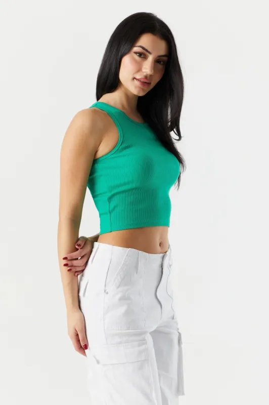Ribbed High Neck Tank sold by Urban Planet