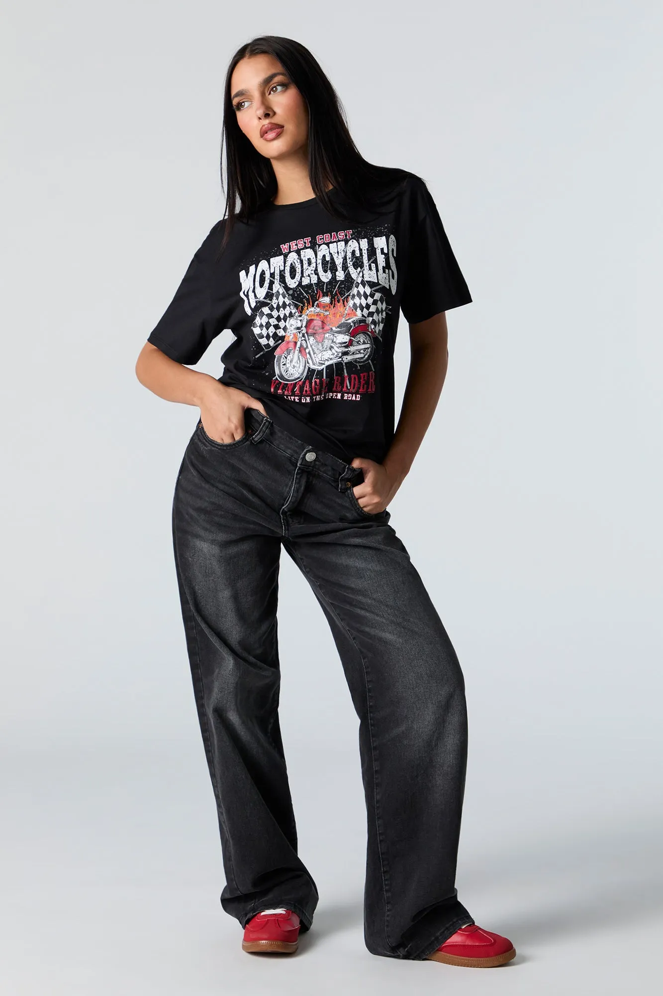 West Coast Motorcycles Graphic Boyfriend T-Shirt sold by Urban Planet product image thumbnail 2